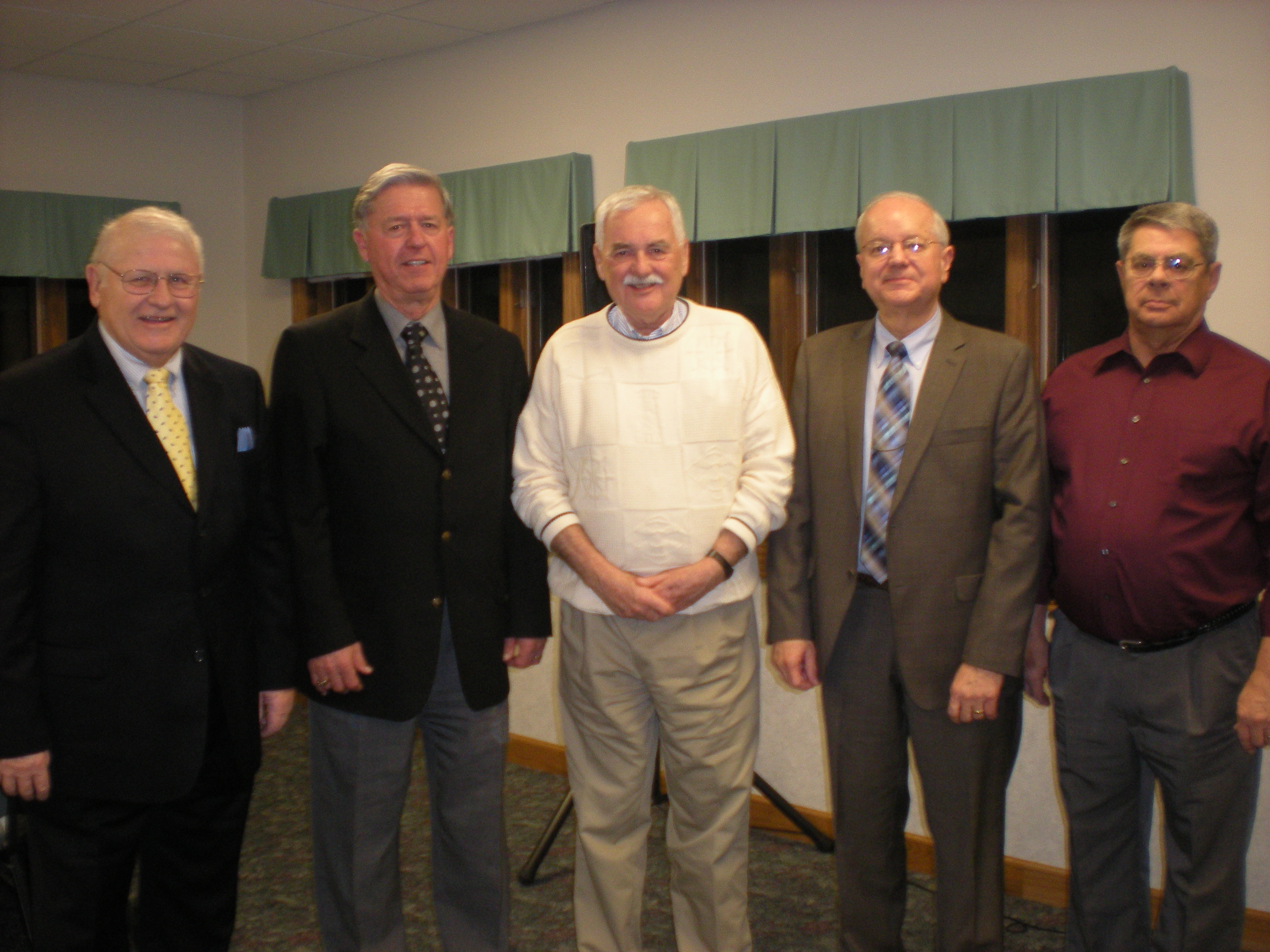 Founding board members Robert Wyne, Fred Walker, Robert Barry, Ted Leas, and Rod Black attended a 2012 Foundation celebration.